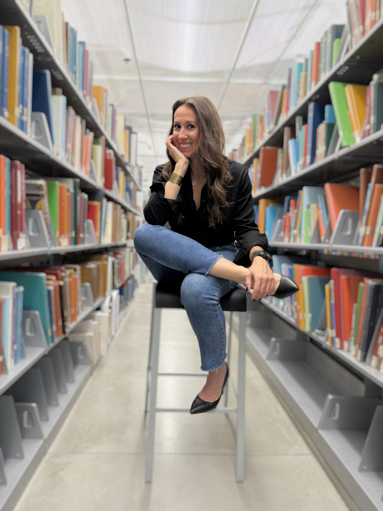 Kimberly Perkins among the stacks